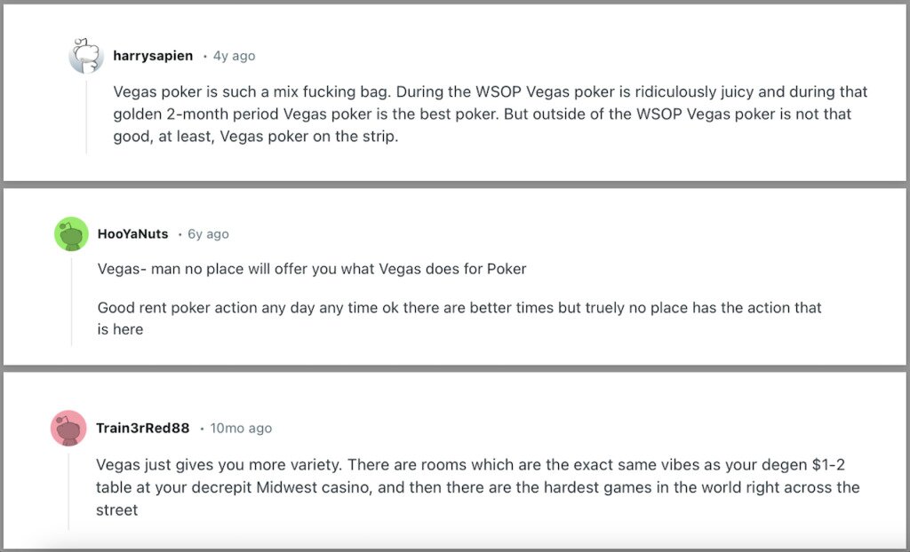Las Vegas poker comments from Reddit